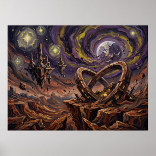 Póster Paisaje alienígena de la noche estrellada de Titán
