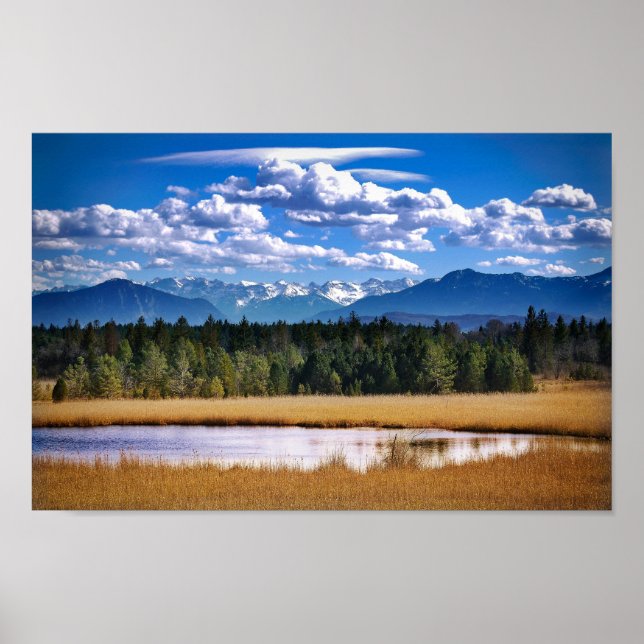 Póster Paisaje alpino de Montañas Escénicas (Frente)