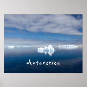 Póster Paisaje antártico foto flotante de hielo con texto