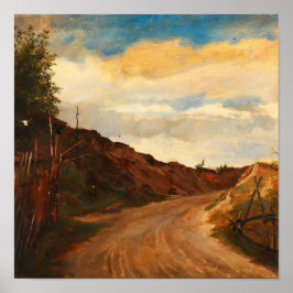 Póster Paisaje Antiguo de Camino de Tierra Rural Vintage