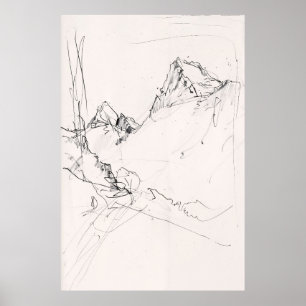 Póster Paisaje artístico de montaña -