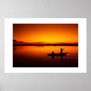 Póster Paisaje atardecer con un barco-68465