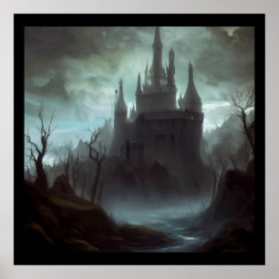 Póster Paisaje aterrador del castillo de Fantasy 3