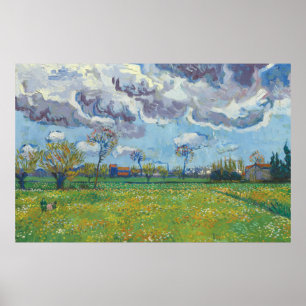 Póster Paisaje bajo la tormenta Sky Vincent Gogh
