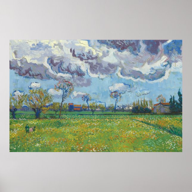 Póster Paisaje bajo la tormenta Sky Vincent Gogh (Frente)