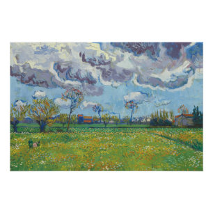 Póster Paisaje bajo la tormenta Sky Vincent Gogh
