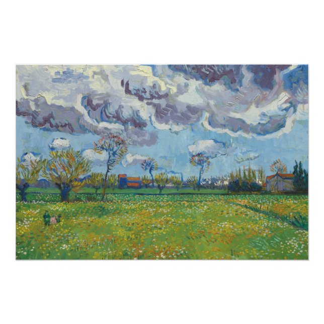 Póster Paisaje bajo la tormenta Sky Vincent Gogh (Anverso)