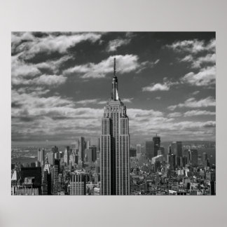 Póster Paisaje blanco y negro de la ciudad de Nueva York