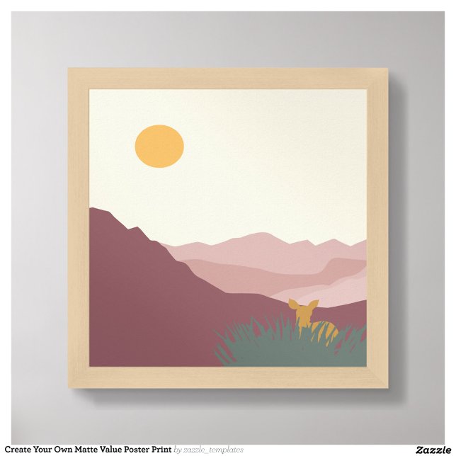 Póster Paisaje boho de las montañas rosas (Framed Front)