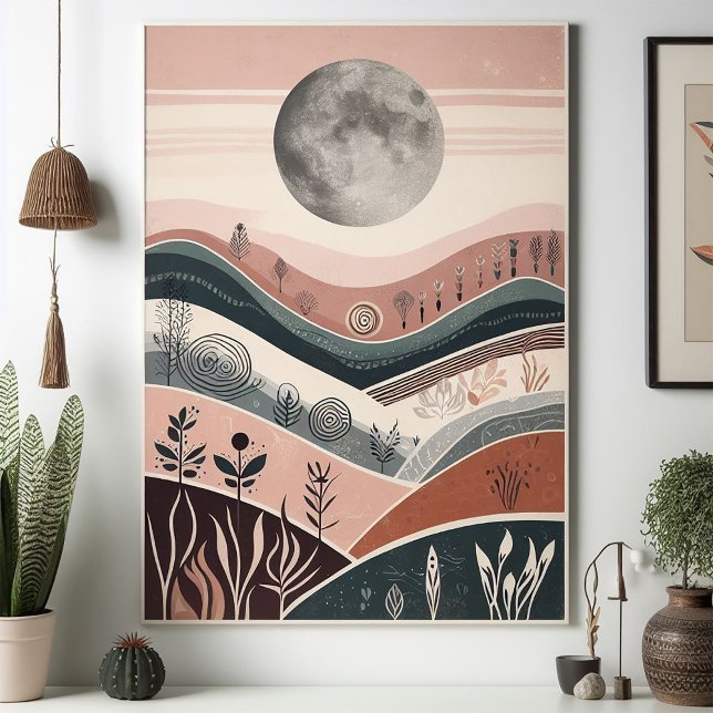 Póster Paisaje Boho Moonlit - Resumen de la Luna (Subido por el creador)