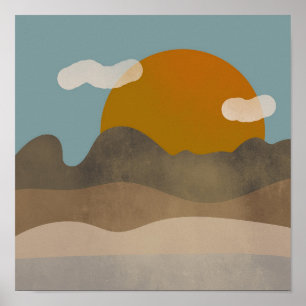 Póster Paisaje Boho simple dibujos estéticos de la Moda B