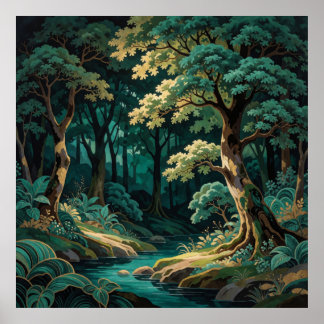 Póster Paisaje Boscoso Encantado Bosque Esmeralda 🌿