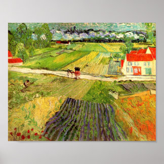 Póster Paisaje, Carriage y el Bella Artes Van Gogh