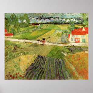 Póster Paisaje, Carruaje y Tren de Vincent van Gogh