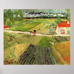 Póster Paisaje, Carruaje y Tren de Vincent van Gogh