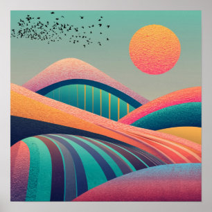 Póster Paisaje Colinas Caleidoscopio