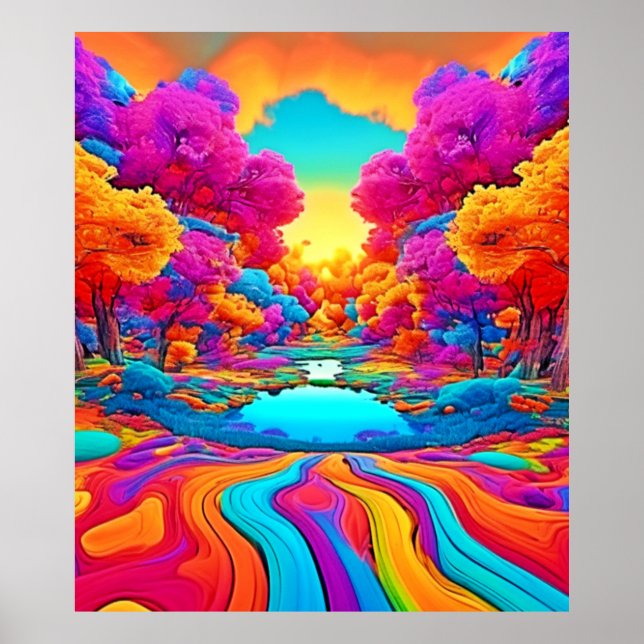 Póster Paisaje colorido de fantasía (Frente)