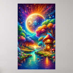 Póster Paisaje colorido del río Encantado