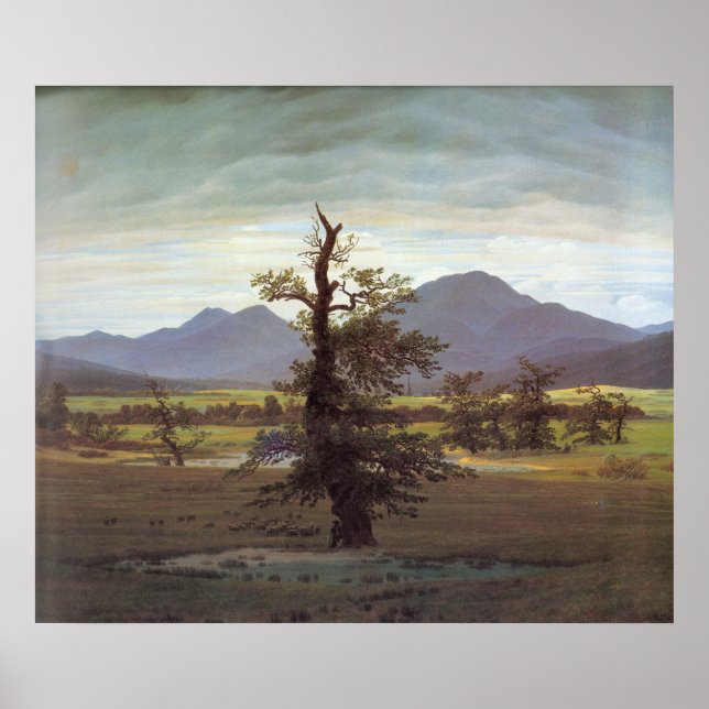 Póster Paisaje con árbol solitario (Frente)