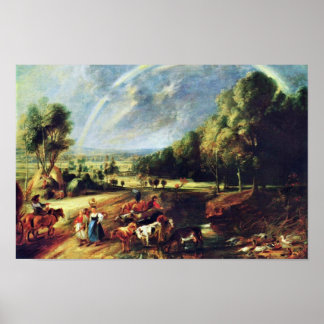 Póster Paisaje Con Arcoiris De Rubens Peter Paul