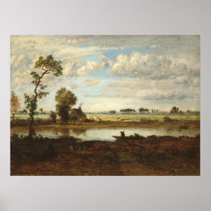 Póster Paisaje con Boatman, Bella Artes de Théodore Rouss
