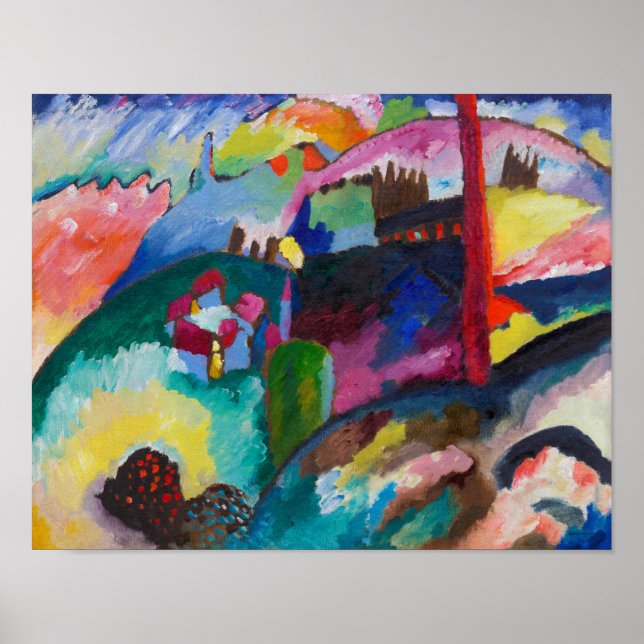 Póster Paisaje con chimenea de fábrica, Wassily Kandinsky (Frente)