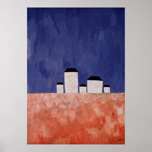 Póster Paisaje con cinco casas, c.1932 (Frente)