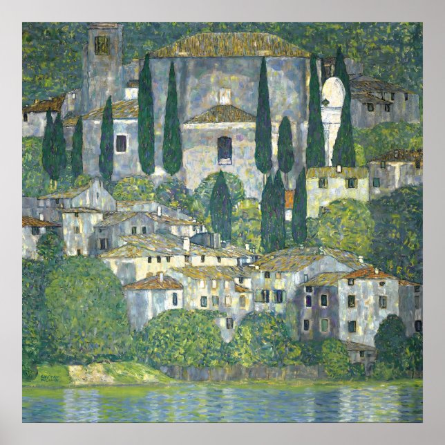 Póster Paisaje Con Cypreses - Gustav Klimt (Frente)