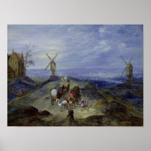 Póster Paisaje con dos molinoes de viento, 1612