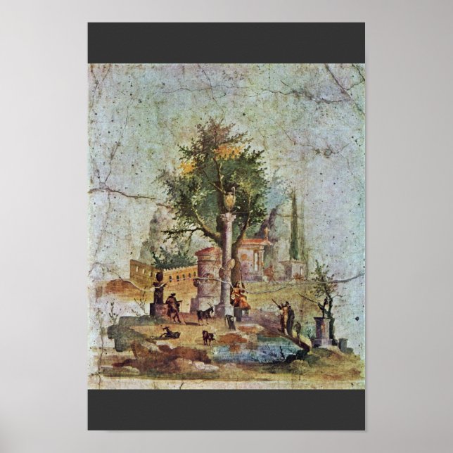 Póster Paisaje Con El Árbol Sagrado De Pompejanischer (Frente)