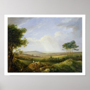 Póster Paisaje con figuras (aceite en el panel)