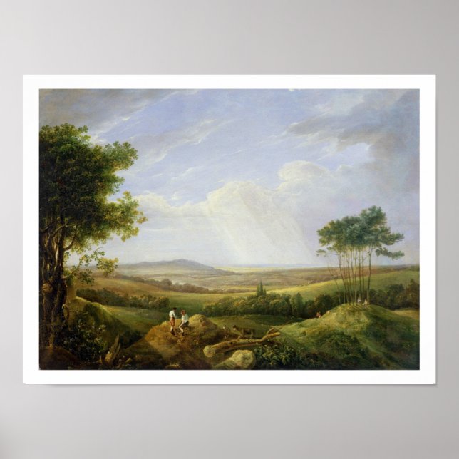 Póster Paisaje con figuras (aceite en el panel) (Frente)