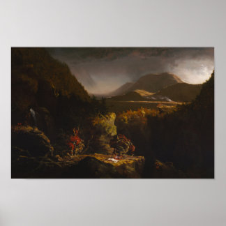 Póster Paisaje con figuras (mohicans) — Thomas Cole