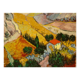Póster Paisaje con House y PloughmaVincent van Gogh