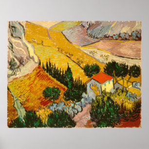 Póster Paisaje con House y PloughmaVincent van Gogh