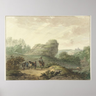 Póster Paisaje con jinetes (1789) Herman Numan