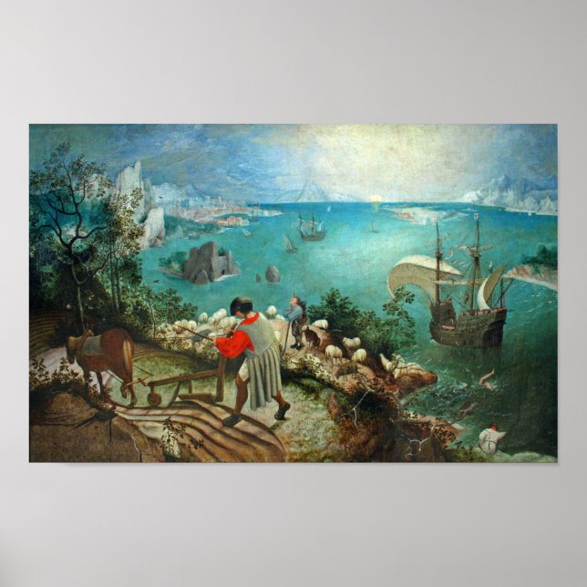 Póster Paisaje con la caída de Icarus Pieter Bruegel (Frente)