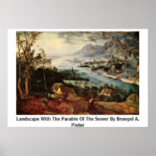 Póster Paisaje con la parábola del sembrador por Bruegel