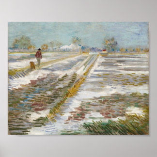 Póster Paisaje con nieve, Vincent van Gogh