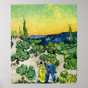 Póster Paisaje con pareja caminando de Vincent van Gogh