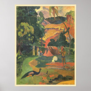 Póster Paisaje con pavos reales por Paul Gauguin