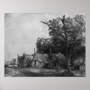 Póster Paisaje con tres cabañas, 1650