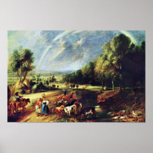 Póster Paisaje con un arco iris de Rubens Peter Paul