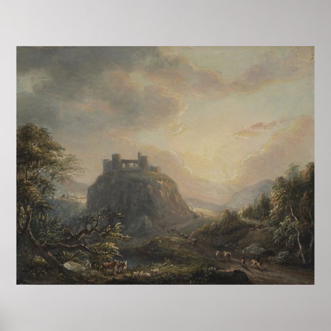 Póster Paisaje con un castillo - Paul Sandby - c1808 (Frente)