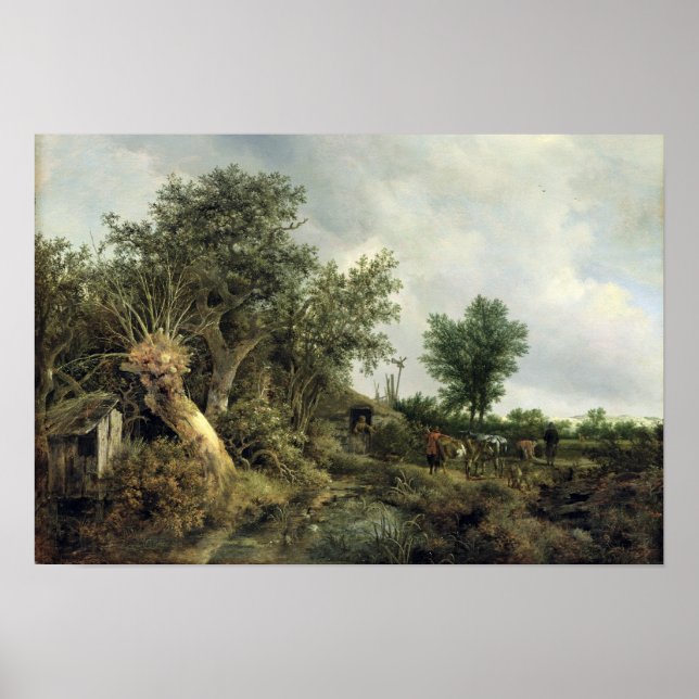 Póster Paisaje con un Hut, 1646 (Frente)