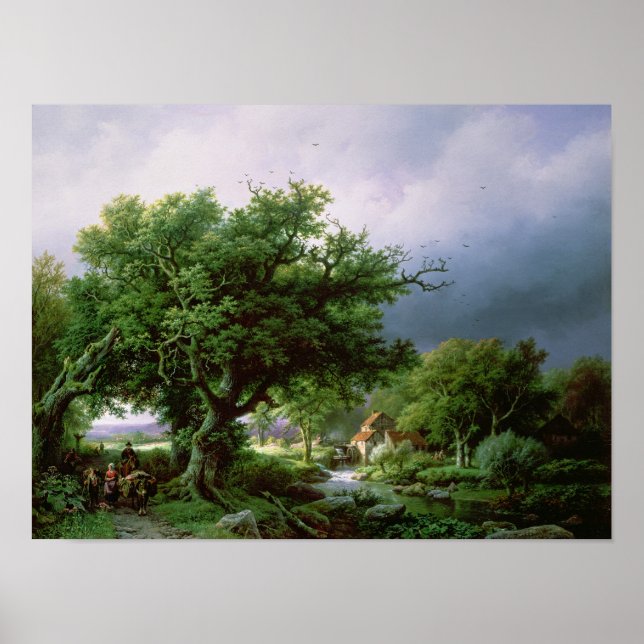 Póster Paisaje con un molino (Frente)