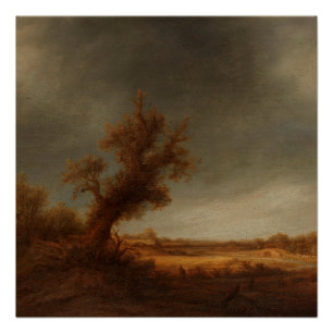 Póster Paisaje con un roble antiguo, Adriaen van Ostade, 