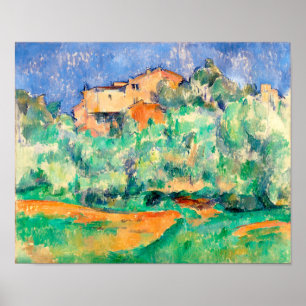Póster Paisaje con una casa, Cezanne