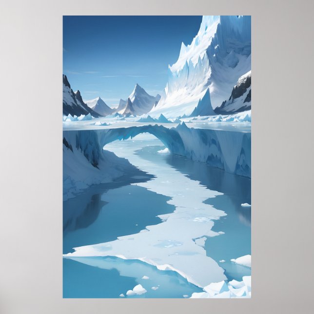 Póster Paisaje congelado con arco de hielo (Frente)