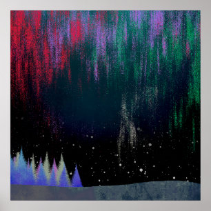 Póster Paisaje contemporáneo de las luces del norte